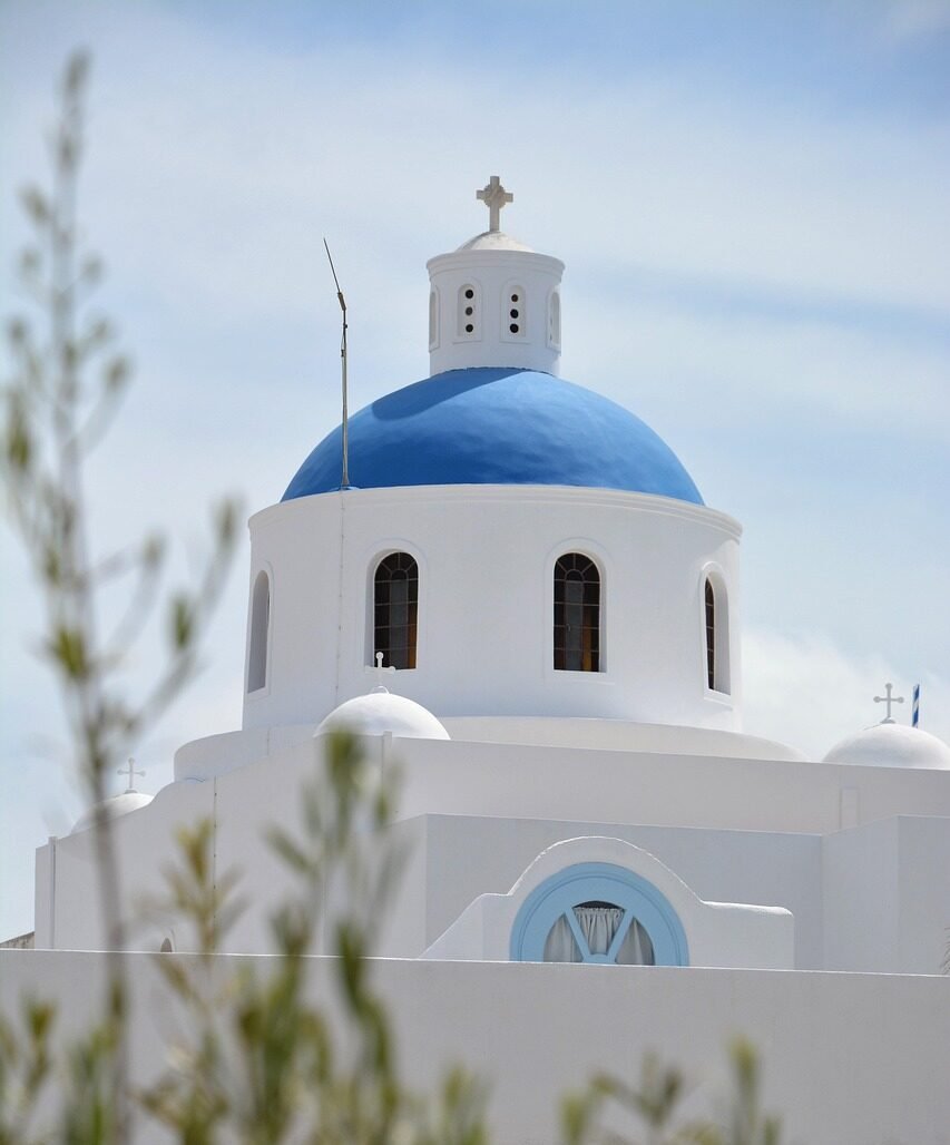 santorini, vacation, signpost, greece, summer, greek, mediterranean, nature, tourism, blue